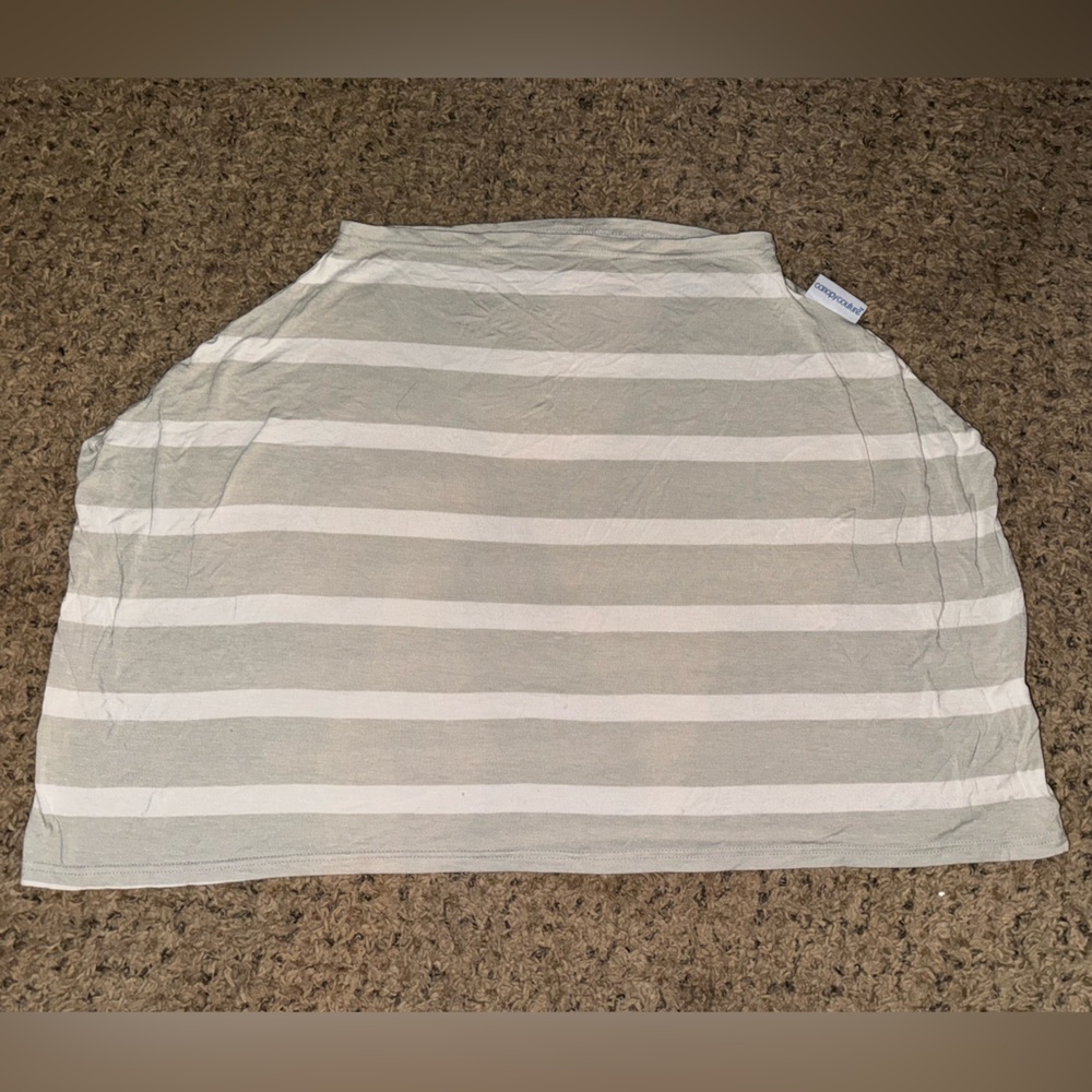 Car seat cover/ nursing cover gray and white stripes canopy-couture